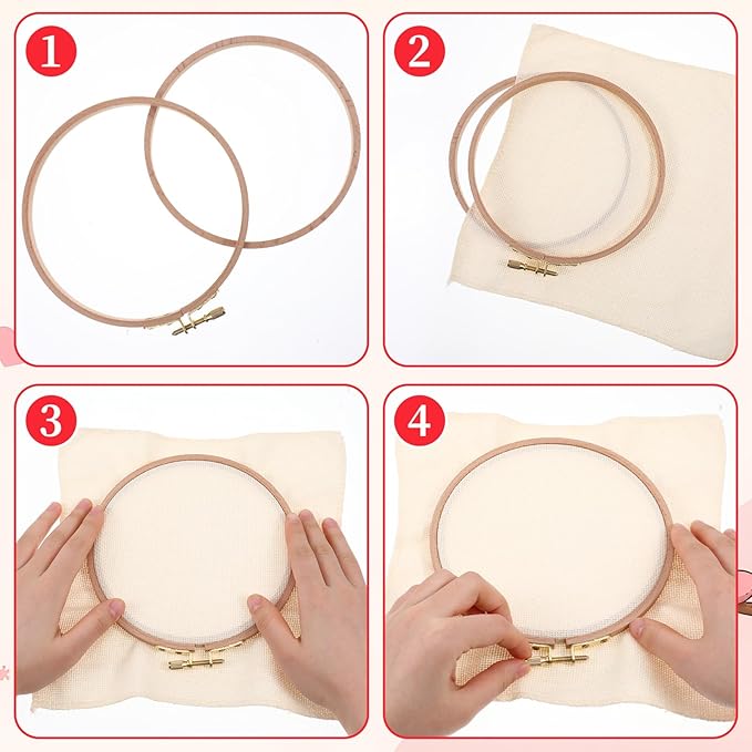 2 Pack 6 Inch Wood Embroidery Hoop, Cross Stitch Hoops Ring, Cross Stitch Supplies Beech Wooden Embroidery Frames for Art Craft Sewing, DIY Decoration