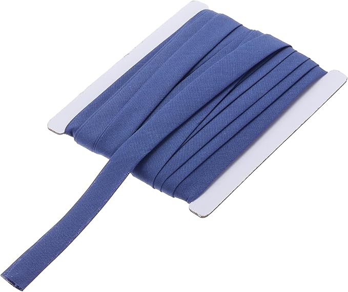 MECCANIXITY 1/2 Inch Double Fold Bias Tape Continuous Bulk Cotton Bias Tape for Sewing Seaming Quilting Hemming Binding Crafts (Medium Blue 12 Yards)