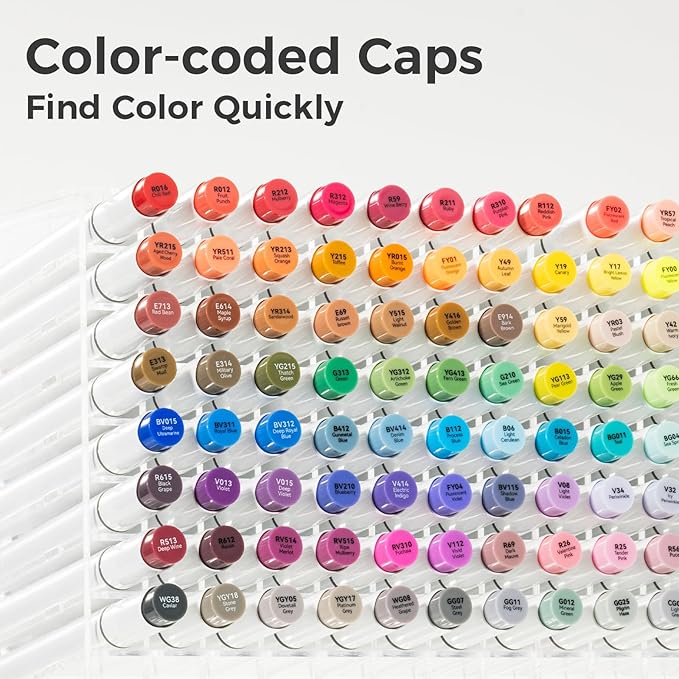 Ohuhu Alcohol Markers Brush Tip- 104-color Double Tipped Alcohol Based Art Marker Set for Artists Adults Coloring Illustration- Honolulu B of Ohuhu Markers- Dual Tip Brush & Fine- Refillable