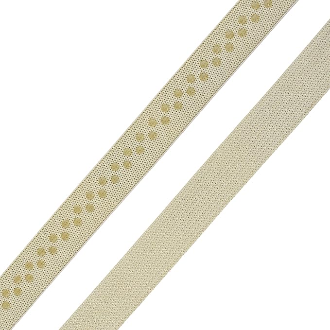 Mandala Crafts 0.5 Inch Elastic Silicone Gripper Tape for Clothing - 10 Yds Dotted Non Slip Elastic Band for Sewing - Beige Silicone Flat Fabric Stretchy Ribbon Straps