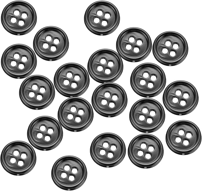 HARFINGTON 20pcs Metal Sewing Button, 11.5mm 4-Hole Round Suit Shirts Coats Clothes Sewing Buttons for Decoration Craft, Gunmetal