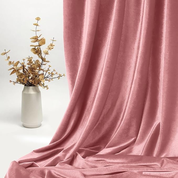 KKJIAF Dusty Rose Stretch Velvet Fabric 60 Inch Wide, 5 Yard Soft Stretchy Fabric for Sewing Clothes, Apparel, Costume, Crafts - 90% Polyester 10% Spandex