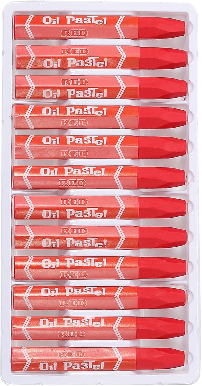PATIKIL Red Oil Pastels, 12Pcs Soft Oil Crayons Vibrant and Creamy Pastels Stick Art Supplies for Art Painting Drawing Blending Graffiti for Artists Beginners