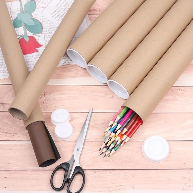 Mailing Tubes with Caps, 3 Pack 3x36-Inch & 3 Pack 2x30-Inch Kraft Paper Poster Tube for Shipping, Packing, Bulk Round Packaging, Cardboard Mailers, Art Prints, Maps, Blueprint