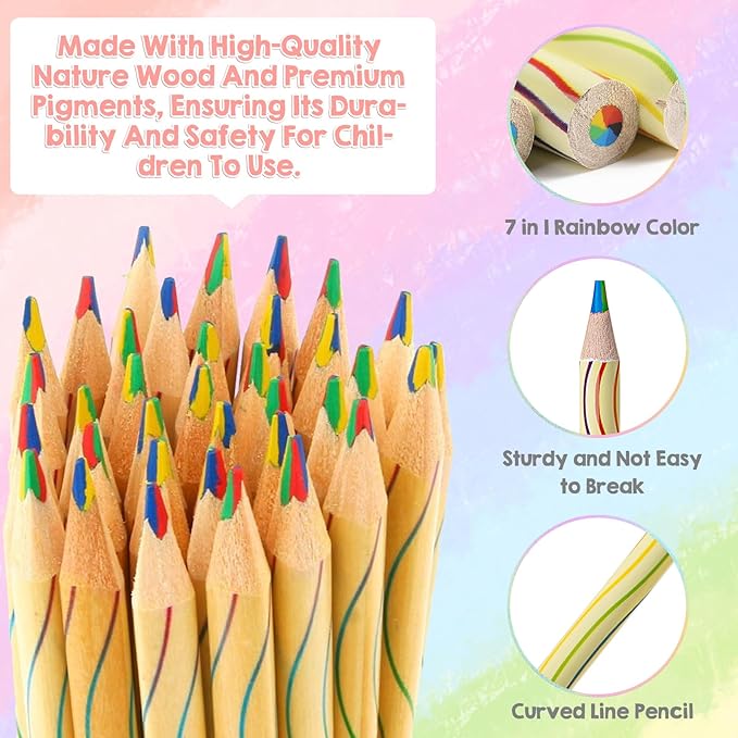 12 Colored Pencils Valentines Day Gifts for Kids Teen Girls Adult, Rainbow Pencils Party Favors Art Supplies Drawing Pencil, Back to School Gift, Easter Basket Gifts for Kids 8-12 Year Old