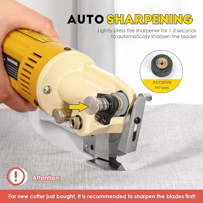 CGOLDENWALL Electric Rotary Fabric Cutter, Multi-Layer, 1"Cutting Thickness, for Cloth, Leather, Carpet, 2400RPM, 110V
