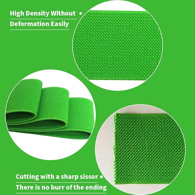 Green Knit Elastic Band for Sewing 1-1/2 inch 10 Yards -38mm Flat Heavy Stretchy Elastic Straps Elastic Band Spool for DIY Craft-Bedspread-Clothing-Pants Waistband-Wigs-Skirts- DIY Projects