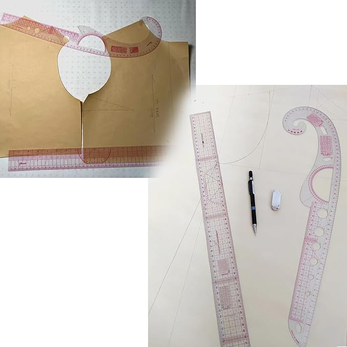 Acrylic Sewing Ruler Set，French Curve Pattern Rulers Kit for Tailors Designers Precision Pattern Making Guides Quilting and DIY Supplies (Ruler Set 3-9Pcs)