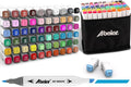ABEIER 60 Colors Alcohol Markers Set, Dual Tips Blender Art Marker for Drawing, Permanent Sketch Markers for adult coloring, Alcohol Based, Adults Coloring and Artist Illustration.(BRUSH TIP)