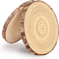 FSWCCK 2 Pack Nature Unfinished Round Wood Slices, 9-11 Inches Wooden Circle, Large Wood Slabs for Weddings Centerpieces Decor and DIY Painting Crafts (9"-11")