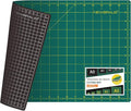 NEWBRAUG 12'' × 18'' Durable Self Healing Cutting Mat, Double Sided 5-Ply PVC Cutting Board, for Quilting, SewingArts, Craft, Fabric & Scrapbooking(Green/Black)