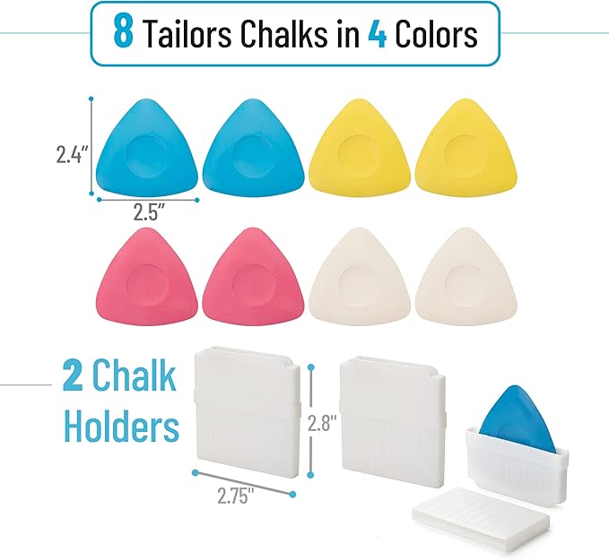 Mr. Pen- Tailors Chalk, 8pcs Tailor Chalk with 2 Holders Set, Washable, Sewing Chalk for Fabric, Fabric Marker, Sewing Supplies