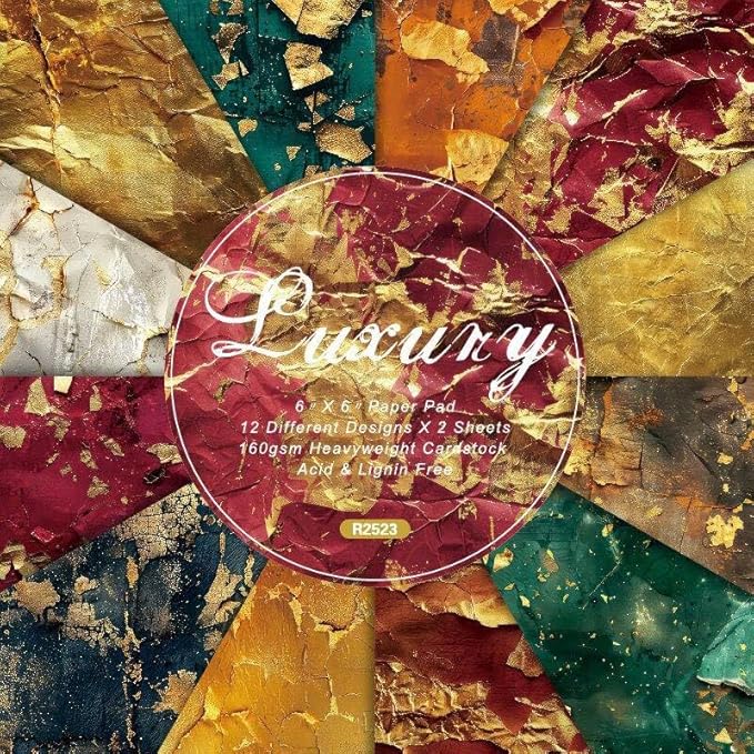 Autumn Scrapbook Paper 6×6,24 Sheets Single-Sided Fall Gold Patterned Paper Scrapbooking CardStock Papers Pad for Holiday Cardmaking DIY Origami Journaling Papers.