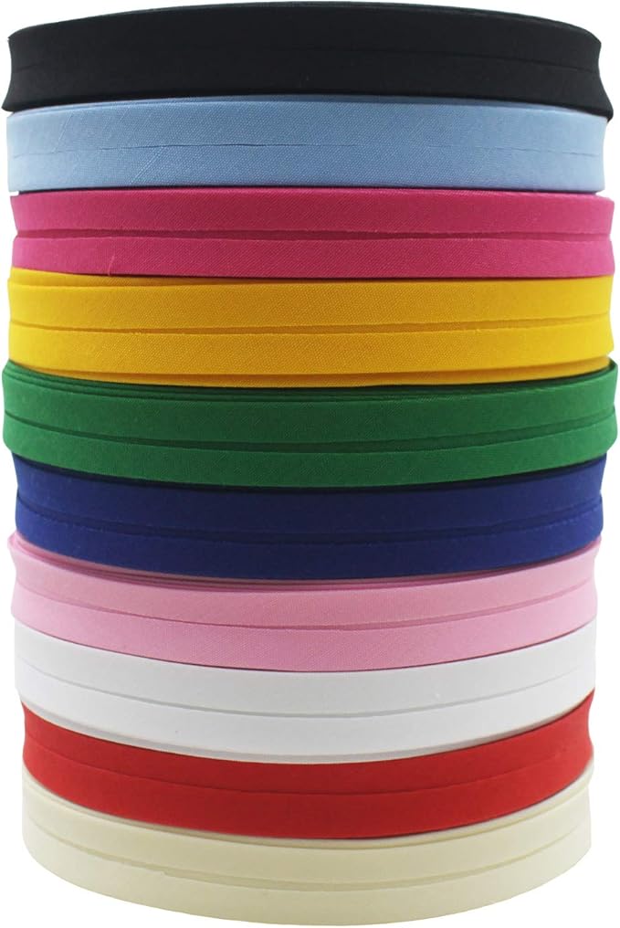 12mm 1/2" Single Fold Bias Tape Bias Binding for Sewing Solid Color 100% Polyester