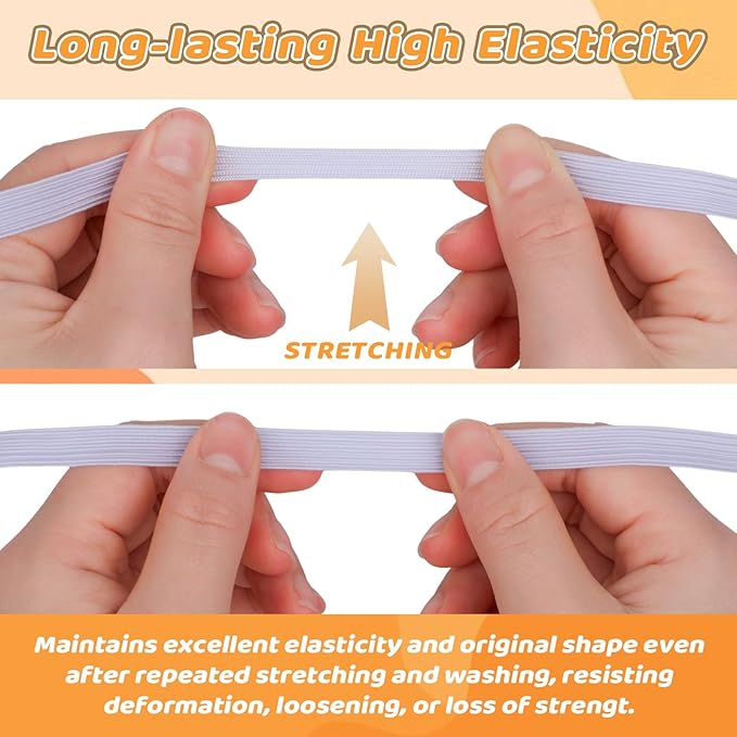 Coopay 60 Yards Length 3/8" Width Elastic Bands Flat Elastic Cord Rope Heavy Stretch Spool Knit for Sewing DIY Projects, Arts & Crafts, 2 Rolls, 30 Yards/Roll (White, 3/8 Inch)