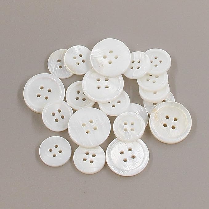 22 Pieces Genuine White Mother of Pearl Blazer Buttons Suit Buttons Set 20mm 15mm Natural White MOP Shell Buttons Bulk for Men Leekayer