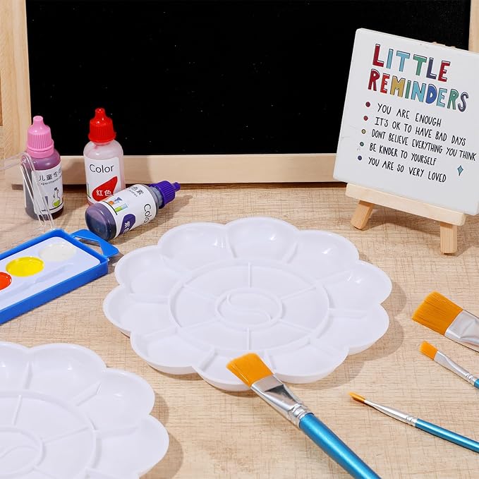 2pcs Watercolor Palette Plastic 18-Well Paint Tray Palette Flower White Painting Tray for Watercolor Create DIY Craft Professional Art Painting Acrylic Paintings Gouache