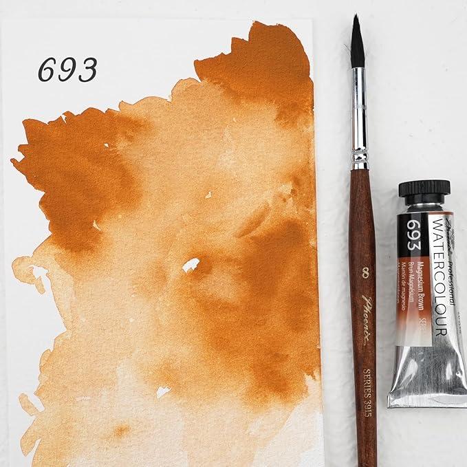 PHOENIX Professional Watercolor Paint Single Tube - 0.47 Fl Oz / 14ml - Magnesium Brown