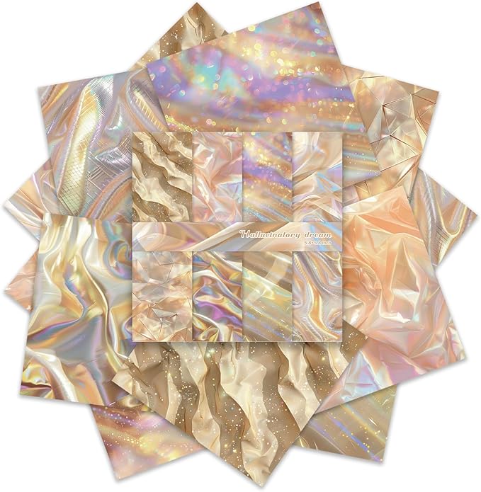 Scrapbook Paper,16 Sheets 5.8x5.8 Inch Dazzling Lights Style Scrapbook Supplies,Single-Sided Vibrant Origami Decoupage Paper for Diy Crafts, Card Making, Art Journaling