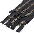 Leekayer 4# Black Brass Zipper 5 Inch Jeans Zippers 12.7 cm Close End Metal Zipper for Sewing Boots Bags Purse Antique Zippers Bulk 6pcs, (Black-Brass)