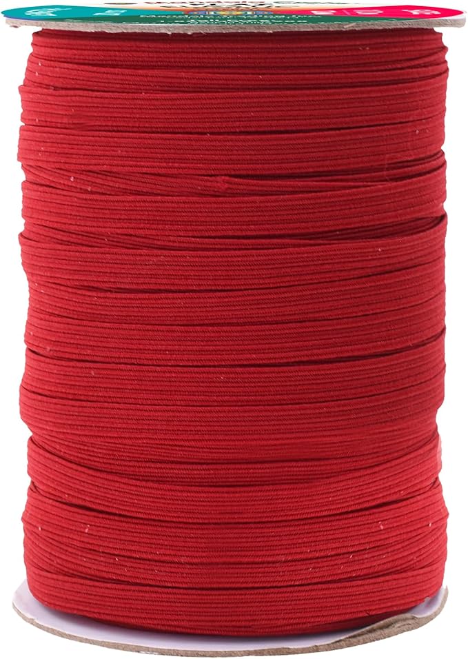 Mandala Crafts 12mm 20 Yds Roll of Burgundy Elastic Bands for Sewing - 1/2 Flat Elastics Cord - 1 2 Inch Braided Stretch Straps for Crafting