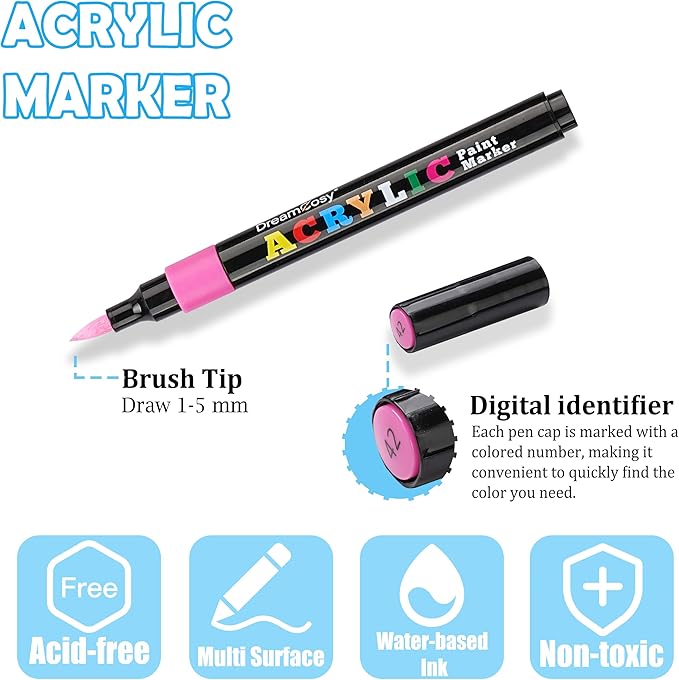 120 Colors Acrylic Markers Set,Brush Tip Acrylic Paint Pens for Painting on Rocks, Canvas, Ceramic, Wood, Glass - Perfect for Artists and Adults - DIY Crafts, Holiday Decorations & Art Supplies