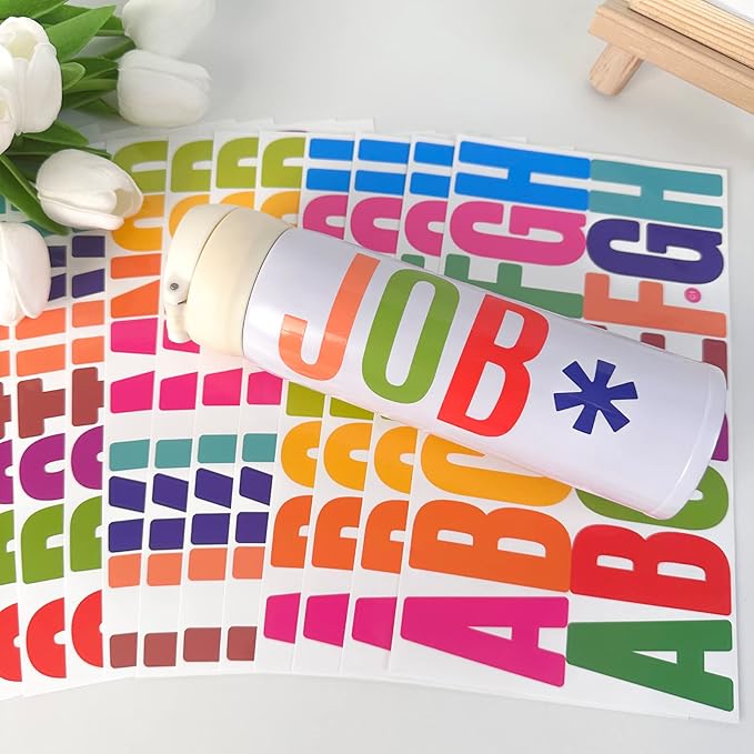 400 Pcs 24 Sheets Large Letter Stickers 2.5 Inches Alphabet Number Self Adhesive Sticker for Bulletin Board, Classrooms, Mailbox, Scrapbooking, Poster Board, Wall Vinyl Stick On Letters Colorful