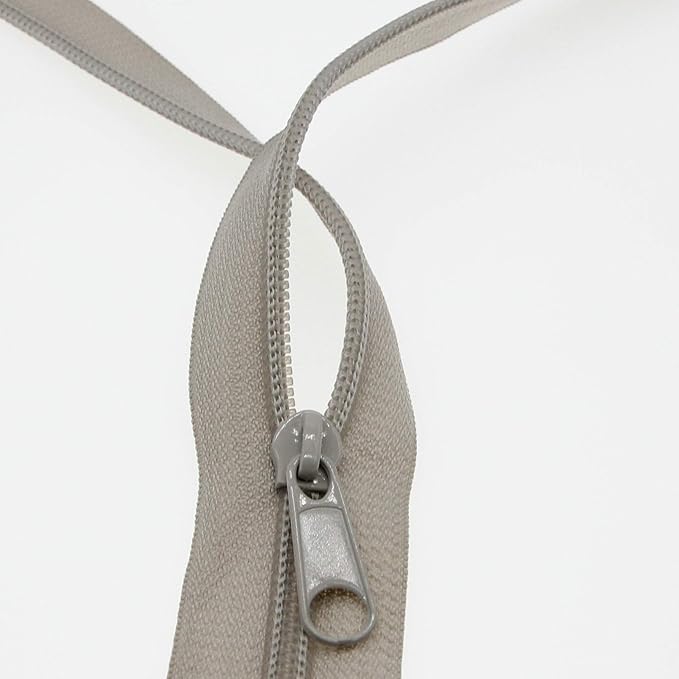 Leekayer #3 Gray Nylon Coil Zippers by The Yards Bulk 10 Yards with 25pcs Sliders for DIY Tailor Sewing Craft,Bag,Luggage,Dress,Sofa Cushion,Pillow(Grey)