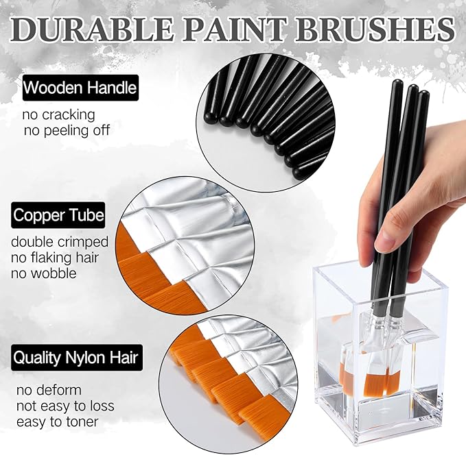 Crtiin 60 Pcs Operation Christmas Bulk Items Paint Brush for Acrylic Painting Paintbrushes Bulk Artist Brush for Detail Watercolor Oil Art(Black,1/2 Inch)