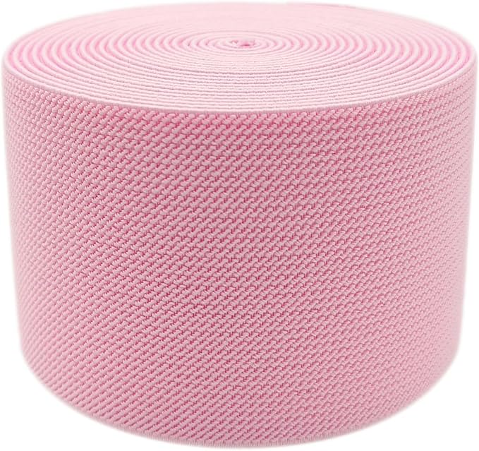 Pink Knit Elastic Band 3 inch 5 Yards Double-Side Twill Woven Elastic Heavy Stretch Elastic Spool for Sewing Pants Waistband, Wigs, Skirts, Craft DIY Projects