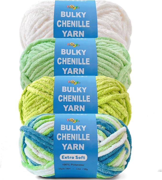 Soft Velvet Yarn Chenille Yarn for Crocheting and Knitting – Bulky (93 Yards/100g) - Polyester - Yarn for Blanket Amigurumi Weaving Crafts (Mixed Color 05, 4 Pack)