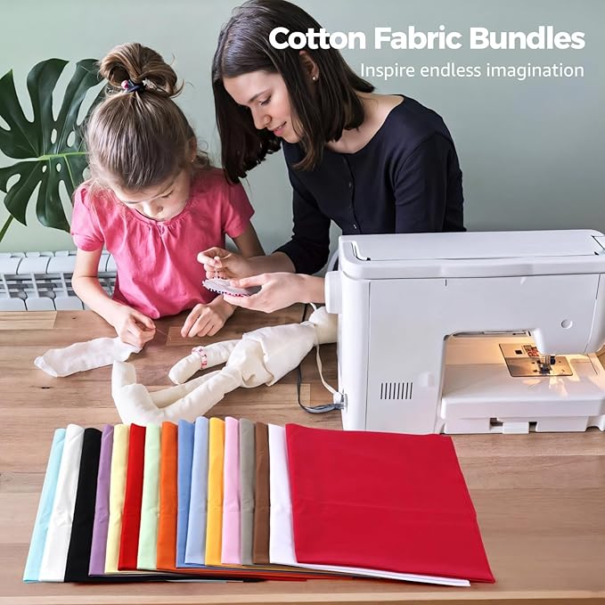32pcs Cotton Fabric Bundle, Solid Color Quilting Assortment, 18x22 inch Precut Fabric, Craft Sewing Material, DIY Project Supplies for Patchwork