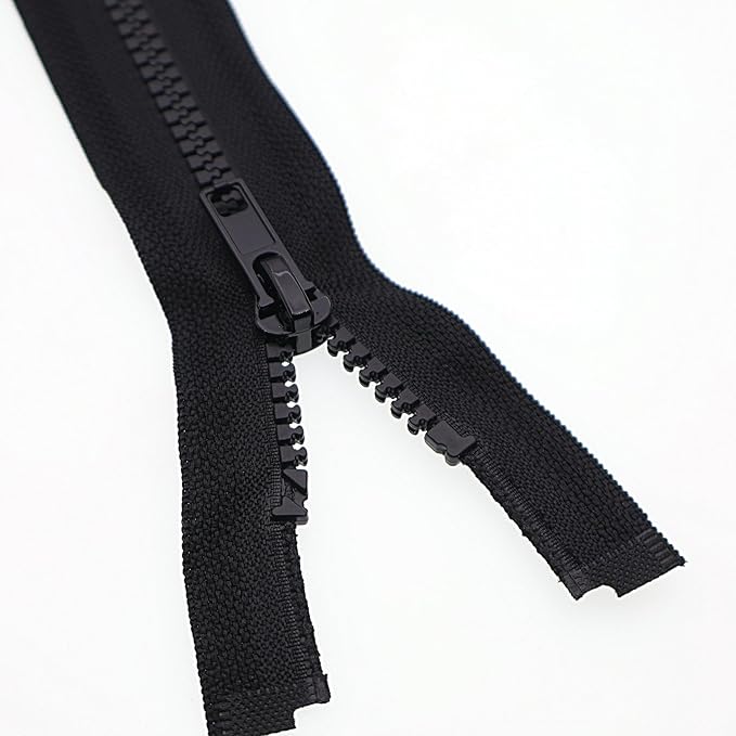 SHUNLI 2PCS #5 24 Inch Separating Jacket Zippers, Black Molded Plastic Zipper Bulk for Sewing Crafts Coats Bags
