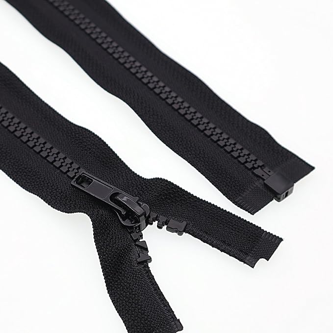 SHUNLI 2PCS #5 28 Inch Separating Jacket Zippers, Black Molded Plastic Zipper Bulk for Sewing Crafts Coats Bags