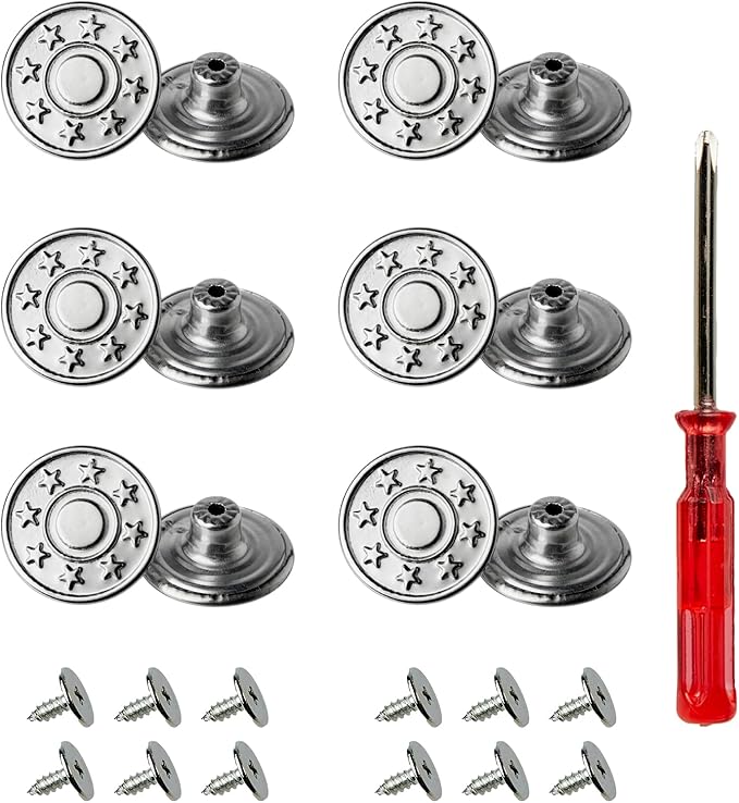 Jean Buttons Replacement for Jeans No Sew Quick Install Stable 12 Sets 20mm
