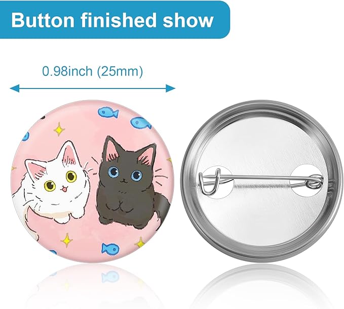 200 Set 0.98 Inch Button Maker Supplies, 25mm Metal Blank Button Badge Parts with Blank Paper& Clear Film for Button Maker Machine, Pin Maker and Badge Press
