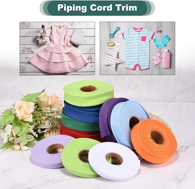 MECCANIXITY 1 Inch Single Fold Bias Tape Polyester Continuous Bulk Bias Tape for Sewing,Seaming Quilting Hemming Binding Crafts (White 10 Yards)