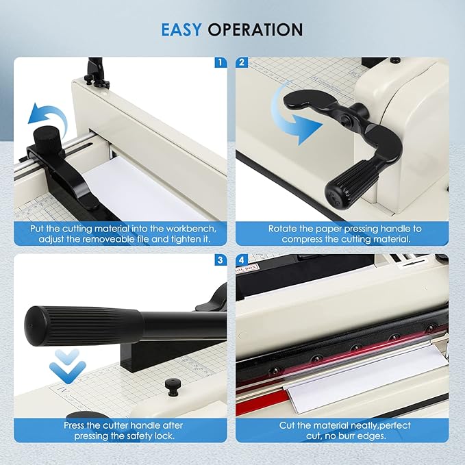 Heavy Duty Paper Cutter, 12" Guillotine Paper Cutter, Cortadora de Papel 400 Sheets Paper Trimmer with Double Safety Protection&Durable HSS Blade for Cutting Paper, Leather, PVC,Non-Woven Fabrics
