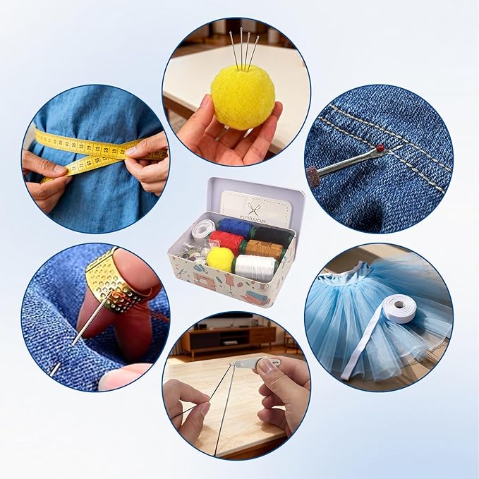 62Pcs Steel Needles for Hand Sewing, Big Eye Steel Sewing Needles Kit with Case, Portable DIY Craft Kits for Adults, Beginner, Emergency,Home,Travel (Yellow)