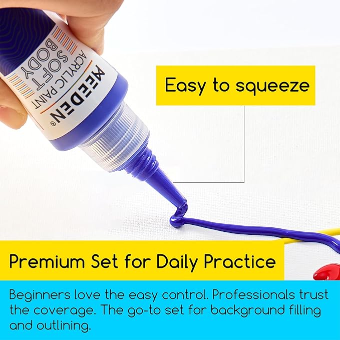 MEEDEN Soft Body Acrylic Paint: Scarlet Red Matte Finish - 250ml/8.45oz Bulk Acrylic Colors in Ergonomic Bottle - Fluid Flow Art Paints for Artists Canvas Painting