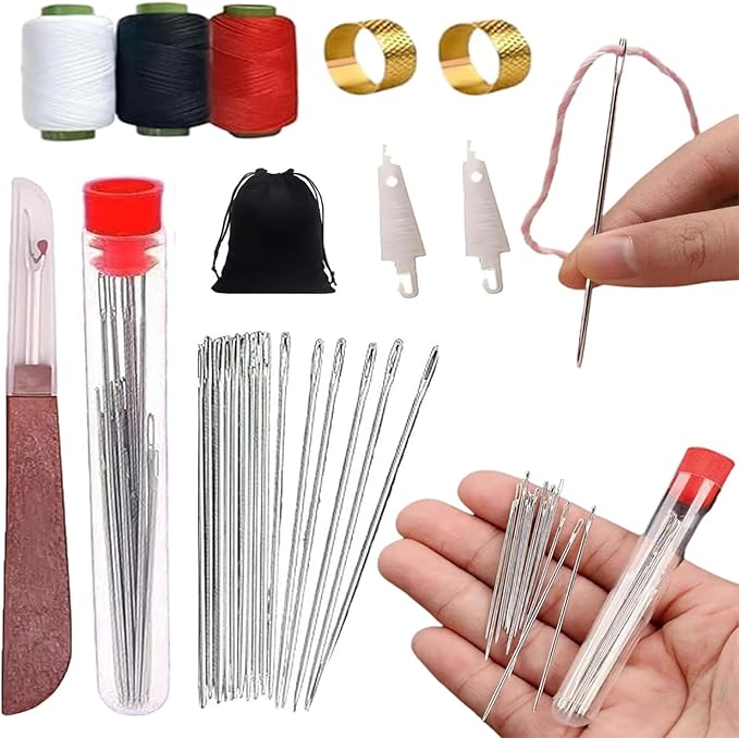 37PCS Sewing Tool Set, Needles Thread Hand Repair Tools, Multi-Purpose Needle and Thread Kit, Portable DIY Hand Made Craft Set, Sewing Working Kit for Beginners, Sew Supplies Gifts