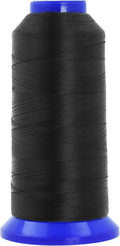 Mandala Crafts Black Heavy Duty Thread - 1500 Yds Tex 70 Bonded Polyester Threads for Sewing Drapery, Jeans, Leather, Hair, Outdoor Marine Upholstery