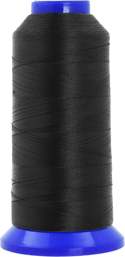 Mandala Crafts Black Heavy Duty Thread - 1500 Yds Tex 70 Bonded Polyester Threads for Sewing Drapery, Jeans, Leather, Hair, Outdoor Marine Upholstery