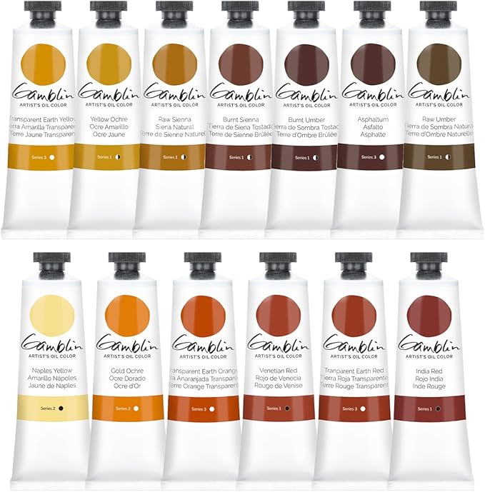 Gamblin Artist Oil Paint Set For Professionals - EARTH SET - 37ml Tubes