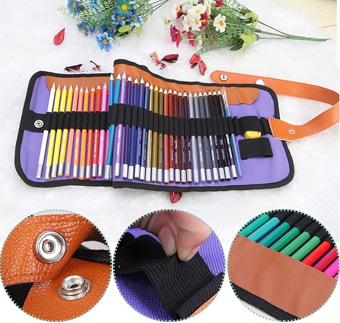 Watercolor Pencils Set, 48 Assorted Colors Artist Colored Pencils for Adults, Premium Art Drawing Pencils with Canvas Travel Wrap