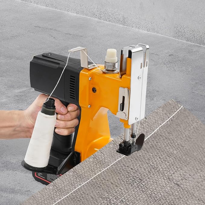 Bag Sewing Machine, 210W 2800-3200 Stitches/Min Portable Bag Closer Stitcher, Automatic Bag Stitching Packing Machine, Portable Industrial Bag Closer for Woven Bag, Non-Woven Fabric, Leather, Yellow