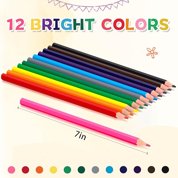 216 Count Colored Pencils Bulk, 12 Assorted Colors, 18 Packs Pre-sharpened Coloring Pencils Set for Kids and Adult, Teachers Essential Classroom Prizes, Back to School Supplies (18)