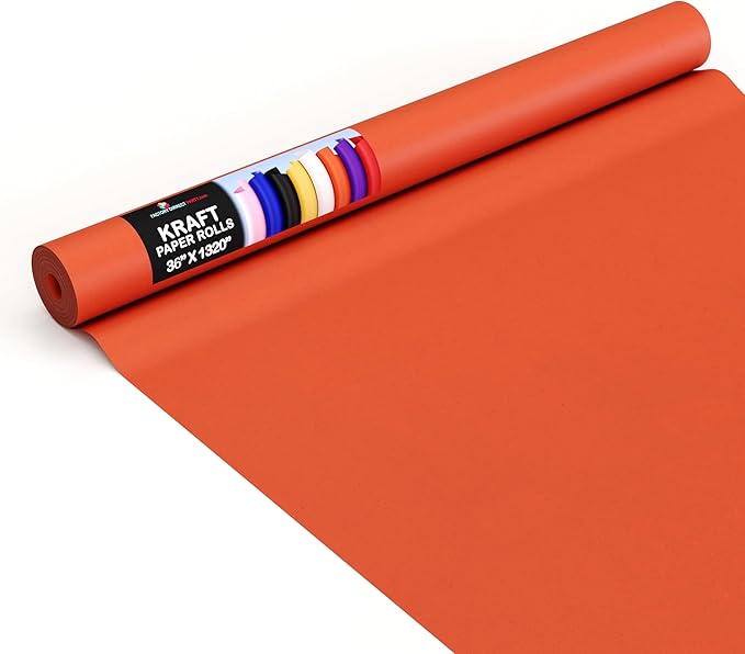 Crown Display Orange Kraft Paper Roll - 36" X 1320" (110' Ft) - Colored Kraft Wrapping Paper - Shipping & Packing Paper - Craft Supplies