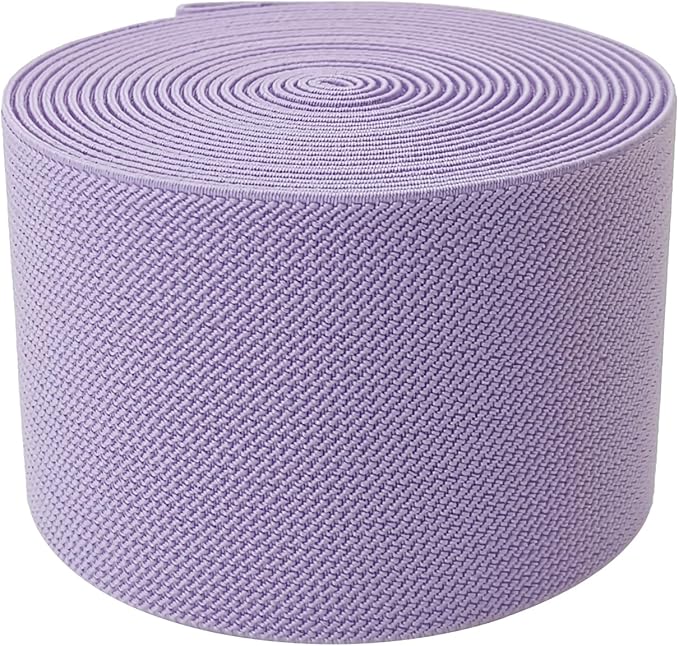 Lavender Knit Elastic Band 3 inch 5 Yards Double-Side Twill Woven Elastic Heavy Stretch Elastic Spool for Sewing Pants Waistband, Wigs, Skirts, Craft DIY Projects (#33)