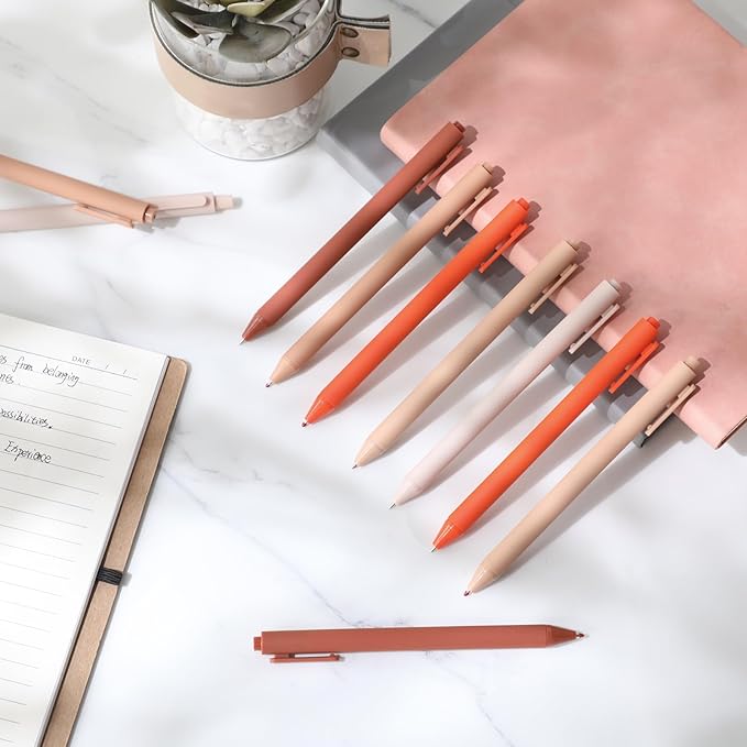 Crtiin 50 Pcs Gel Ink Pens Bulk, Black Ink 0.5mm Fine Point Retractable Pen Smooth Writing Office Supplies for Teacher Server Nurse Christmas Charity Donation Valentine (Orange Series)